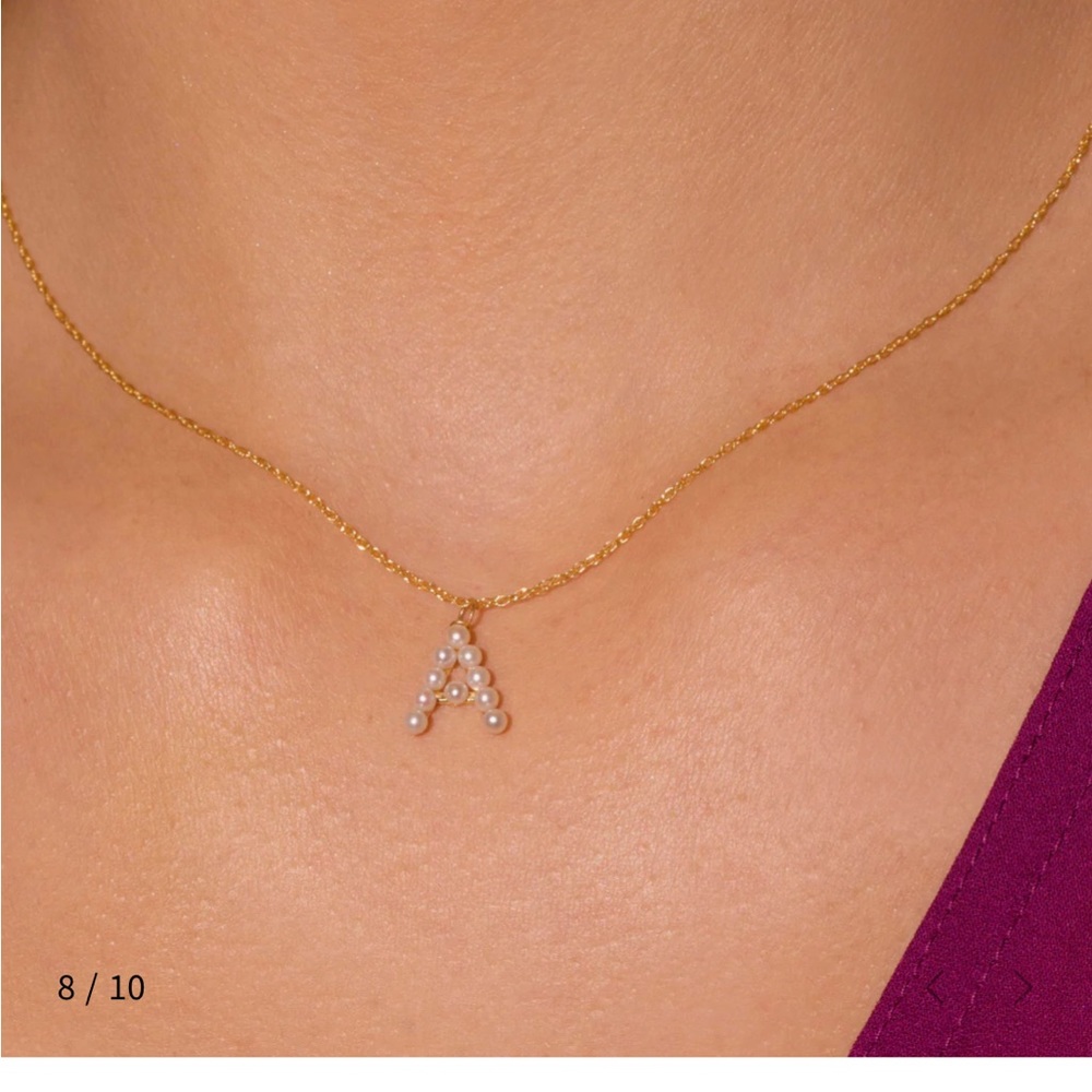 “G” Stone and Strand Pearly Initial Necklace